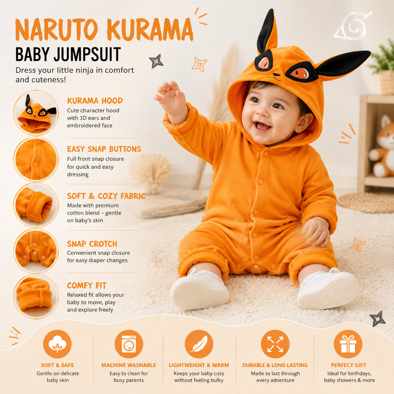 Naruto Kurama Baby Jumpsuit