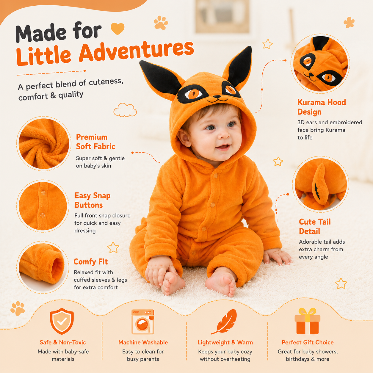 Naruto Kurama Baby Jumpsuit