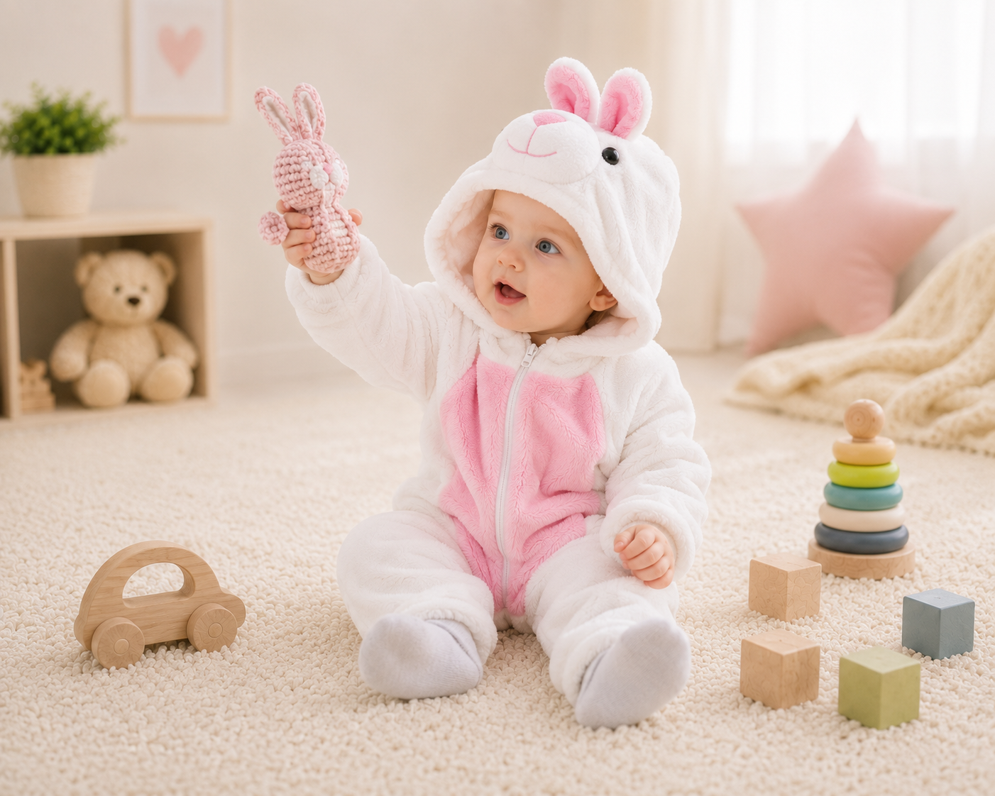 Rabbit Plush Baby Jumpsuit